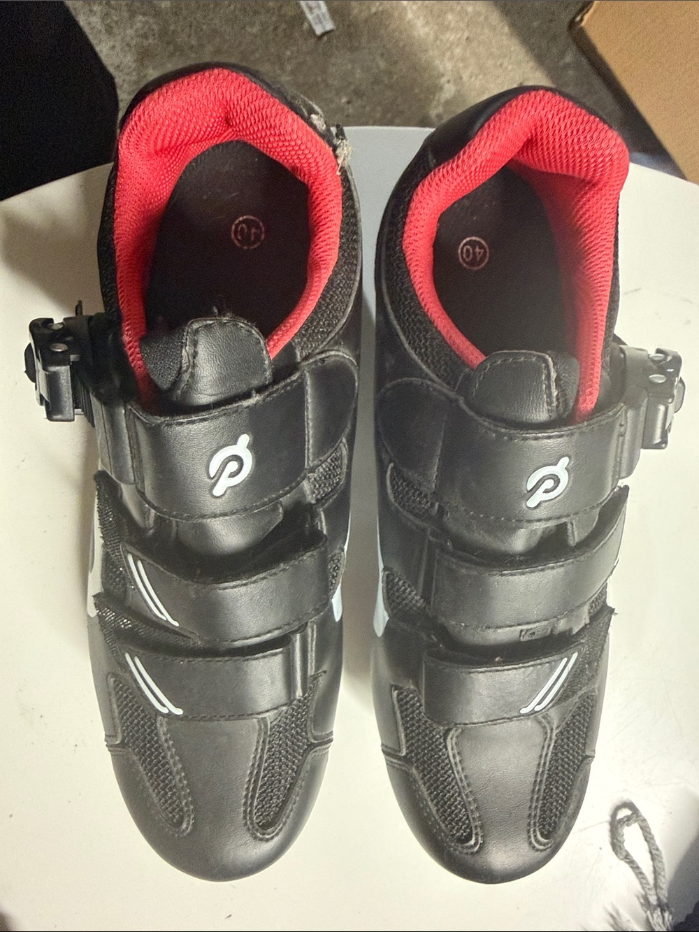 Peloton Black Cycling Shoes with Red Lining